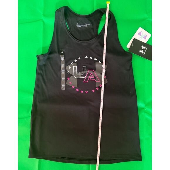 Under Armour Girls Size YMD, Black Sleeveless Tank w/ Hot Pink ~NEW - Picture 2 of 4